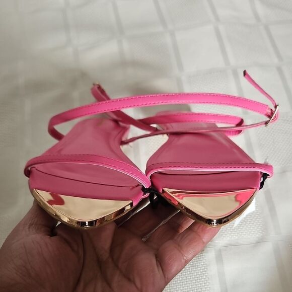 Express Pink and Gold Women's Sandals - Picture 6 of 16